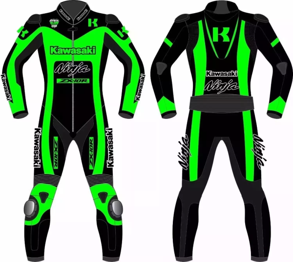 custom Kawasaki RACING 1 OR 2 PIECE MOTORCYCLE MOTORBIKE MOTO GP BIKER LEATHER SUIT